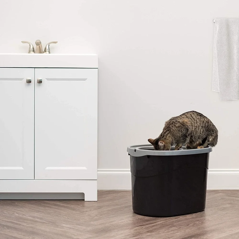 IRIS USA Large Top Entry Litter Box Enclosed Black Gray Cat Pan‎ Dog-Pro